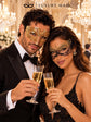 Black Gold Lace Mask for Women & Gold Diamond Venetian Mask for Men | Coordinated Gold His and Hers Masquerade Set - product view 2