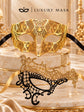 Black Gold Phantom Lace Mask & Gold Diamond Venetian Mask | Dramatic His and Hers Masquerade Masks for Couples - product view 6