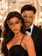 Gold Phantom Lace Mask for Women & Diamond Laser Cut Venetian Mask for Men | All Gold His and Hers Masquerade Set - product view 5