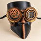 Copper Bronze and Black Steampunk Full Face Mask with Gear Goggles and Chain Detail - product photo