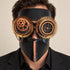 Copper Bronze and Black Steampunk Full Face Mask with Gear Goggles and Chain Detail - main image