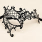 Black Asymmetrical Cutout Masquerade Mask for Women, Detailed Venetian Eye Mask with Ribbon Ties - product photo