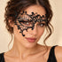 Black Asymmetrical Cutout Masquerade Mask for Women, Detailed Venetian Eye Mask with Ribbon Ties - main image