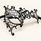 Black Asymmetrical Cutout Masquerade Mask for Women, Detailed Venetian Eye Mask with Ribbon Ties - product photo