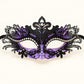 Black and Purple Rhinestone Masquerade Mask for Women, Detailed Cutout Venetian Eye Mask - product photo