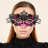 Black and Pink Rhinestone Masquerade Mask for Women, Detailed Cutout Venetian Eye Mask - main image