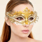 Gold Rhinestone Masquerade Mask for Women, Detailed Cutout Venetian Eye Mask - product photo