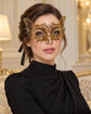 Gold Cutout Masquerade Mask for Women, Detailed Venetian Eye Mask with Clear Rhinestones - product photo