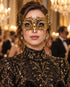 Gold Cutout Masquerade Mask for Women, Detailed Venetian Eye Mask with Clear Rhinestones - main image