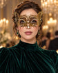 Gold Filigree Masquerade Mask for Women, Ornate Venetian Eye Mask with Clear Rhinestones - image 3