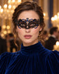 Black and Blue Masquerade Mask for Women, Detailed Cutout Venetian Eye Mask - product photo