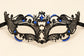 Black and Blue Masquerade Mask for Women, Detailed Cutout Venetian Eye Mask - product photo