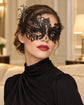 Black Swan Masquerade Mask with Clear Teardrop Stone for Women, Side Design Party Mask - product photo