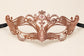 Rose Gold Masquerade Mask for Women, Curved Cutout Eye Mask for Prom and Parties - product photo