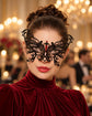 Black Butterfly Masquerade Mask with Red Rhinestones for Women, Party Eye Mask for Prom - product photo