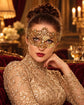 Gold Flower Masquerade Mask with Clear Stones for Women, Party Eye Mask for Prom - product photo