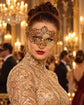 Gold Flower Masquerade Mask with Clear Stones for Women, Party Eye Mask for Prom - product photo