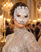White Skull Masquerade Mask with Clear Crystals for Women, Full Face Halloween Costume Mask - product photo