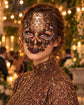 Antique Bronze Skull Masquerade Mask with Clear Rhinestones for Women, Full Face Costume Mask - product photo
