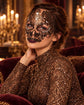 Antique Bronze Skull Masquerade Mask with Clear Rhinestones for Women, Full Face Costume Mask - product photo