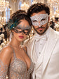 Silver Black Peacock Lace Mask for Women & White Diamond Metal Mask for Men - Clear Stone Venetian Masquerade Masks for Couples - main image