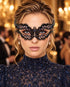 Black and Blue Masquerade Mask for Women with Rhinestones, Party Eye Mask for Prom and Halloween - main image