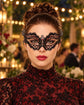 Black Masquerade Mask with Red Rhinestones for Women, Diamond Design Party Eye Mask - product photo