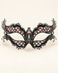 Black Masquerade Mask with Red Rhinestones for Women, Diamond Design Party Eye Mask - product photo