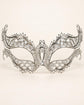 Silver Masquerade Mask with Clear Rhinestones for Women, Diamond Design Party Eye Mask - product photo