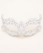 White Masquerade Mask with Clear Rhinestones for Women, Diamond Design Party Eye Mask - product photo