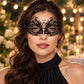 Black Butterfly Masquerade Mask with Clear Rhinestones for Women, Metal Party Eye Mask - product photo