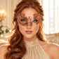 Rose Gold Butterfly Masquerade Mask with Clear Rhinestones for Women, Metal Party Eye Mask - product photo