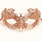Rose Gold Butterfly Masquerade Mask with Clear Rhinestones for Women, Metal Party Eye Mask - product photo
