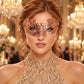 Rose Gold Butterfly Masquerade Mask with Clear Rhinestones for Women, Metal Party Eye Mask - product photo