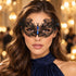 Black Butterfly Masquerade Mask with Blue Rhinestones for Women, Metal Party Eye Mask - main image