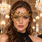 Gold Masquerade Mask with Clear Rhinestones for Women, Metal Party Eye Mask for Prom - product photo