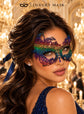 Rainbow Swan Lace Mask for Women - Colorful Venetian Eye Mask for Masquerade Ball, Mardi Gras & Costume Party - product photo