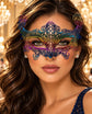 Rainbow Crown Lace Mask for Women - Colorful Detailed Venetian Eye Mask for Masquerade Ball, Mardi Gras & Costume Party - main image