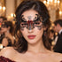 Black Spider Web Masquerade Mask with Red Rhinestones for Women, Halloween Eye Mask - main image