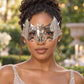 Silver Crown Masquerade Mask for Women, Metal Eye Mask with Clear Stones for Prom - product photo