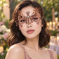 Rose Gold Spider Web Masquerade Mask with Clear Rhinestones for Women, Halloween Eye Mask - product photo