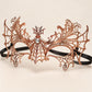 Rose Gold Spider Web Masquerade Mask with Clear Rhinestones for Women, Halloween Eye Mask - product photo