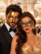 Gold Opera Phantom Mask for Men & Gold Lace Mask for Women | Venetian Half Face His and Hers Masquerade Set - image 2
