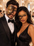 Mocha Brown Gold Phantom Mask for Men & Black Gold Phantom Lace Mask for Women | Venetian Opera Masquerade Couple Set - main image