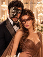 Mocha Brown Silver Phantom Masks for Couples | Opera Half Face Mask for Men & Brown Phantom Lace Mask for Women - image 2