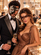 Mocha Brown Silver Phantom Masks for Couples | Opera Half Face Mask for Men & Brown Phantom Lace Mask for Women - image 5