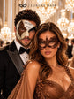 Brown Lace Mask for Women & Silver Mocha Musical Phantom Mask for Men | Venetian Opera His and Hers Masquerade Set - image 3