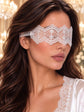 White Sheer Floral Lace Eye Mask with Ribbon Ties | Romantic Boudoir Blindfold for Women, Bridal Night, Honeymoon & Sleepwear - product view 2