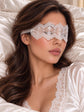 White Sheer Floral Lace Eye Mask with Ribbon Ties | Romantic Boudoir Blindfold for Women, Bridal Night, Honeymoon & Sleepwear - product view 5