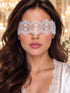 White Sheer Floral Lace Eye Mask with Ribbon Ties | Romantic Boudoir Blindfold for Women, Bridal Night, Honeymoon & Sleepwear
